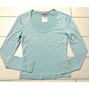 versace jeans couture womens vintage‎ light blue long sleeve shirt size small